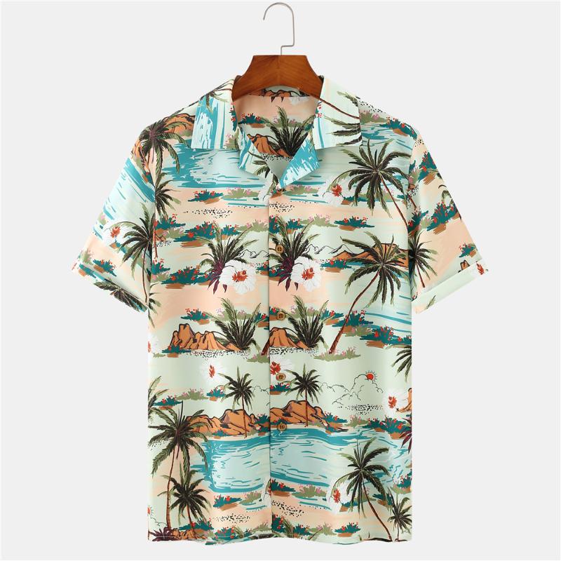Men's Casual Shirts OSCN7 Printed Short Sleeve Shirt Men Street 2021 Hawaii Beach Oversize Women Fashion Harujuku For 156