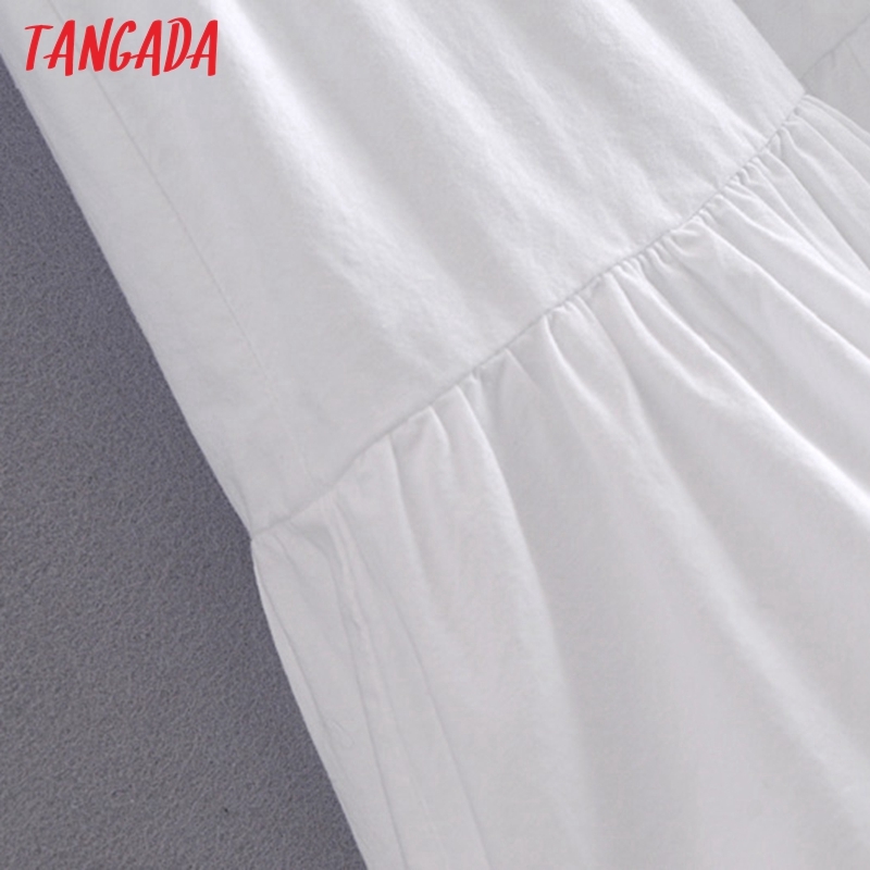 Fashion Women Elegant White Pleated Shirt Long Sleeve Office Ladies Mini Dress 3H60 210416
