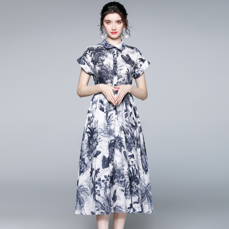 Banulin Summer Runway Designer Shirt Dresses Women's Short Sleeve Jungle Ink Print Belt Lace UP Retro Midi Dress N65103 210603, The water ink
Banulin Summer Runway Designer Shirt Dresses Women's Short Sleeve Jungle Ink Print Belt Lace UP Retro Midi Dress N65103 210603, The water ink