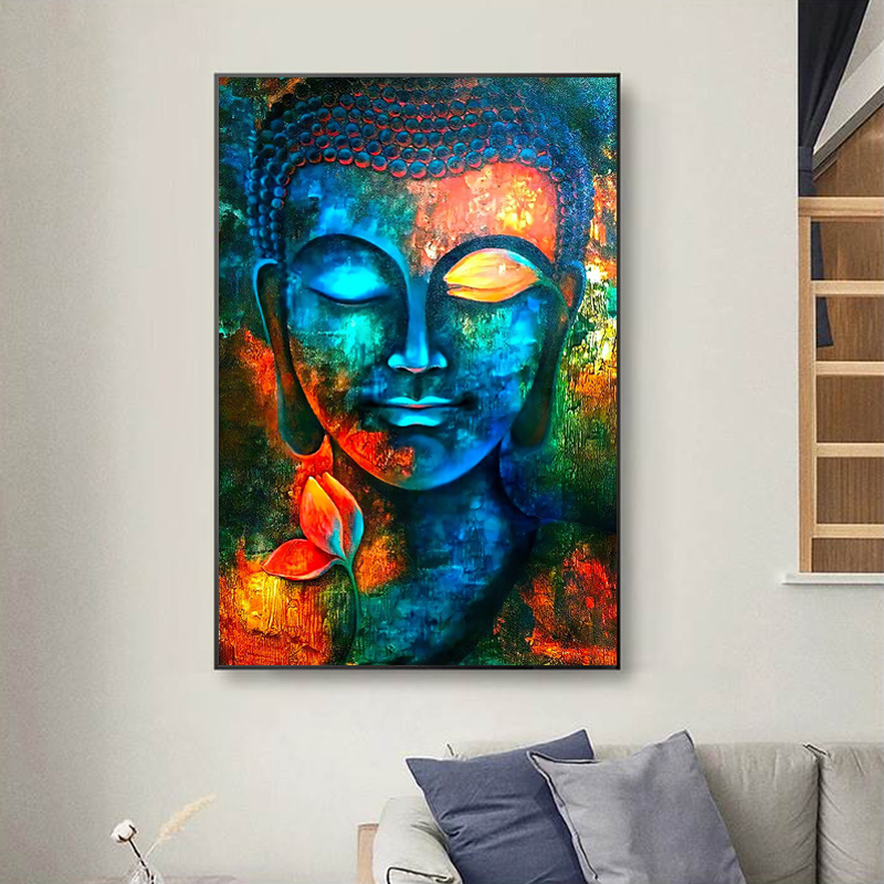 Buddha Pictures Abstarct Colorful Posters Canvas Painting Wall Art For Living Room Entrance Bedroom Modern Decoration NO FRAME