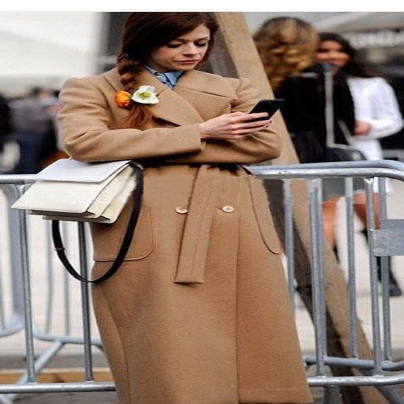 casaco feminino UK Women Plus size Autumn Winter Cassic Simple Wool Maxi Long Coat Female Robe Outerwear manteau femme 211019