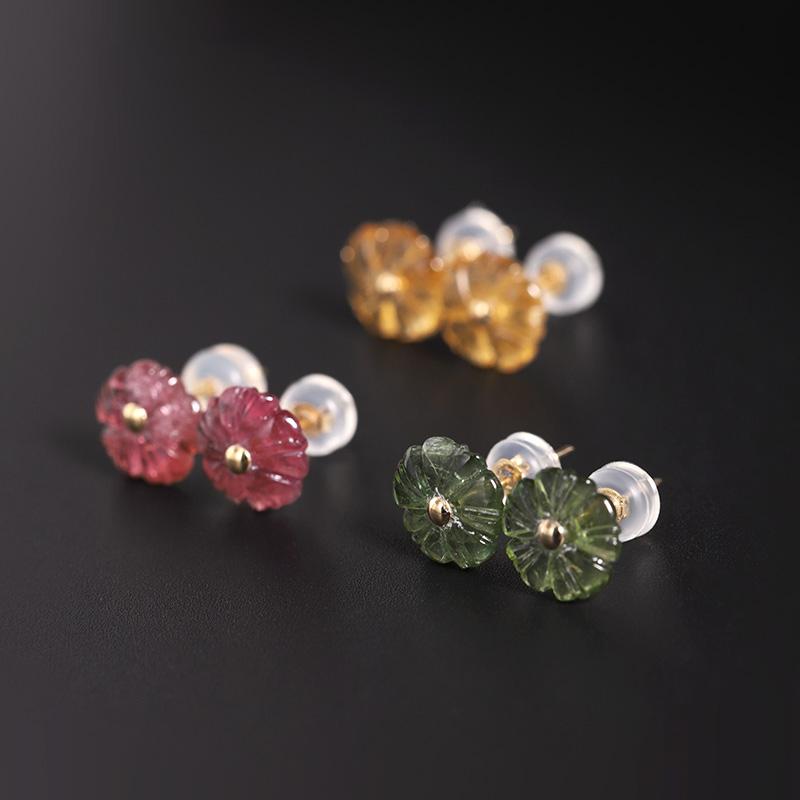 Stud DAIMI Candy Tourmaline Earrings Natural Gemstones Genuine Yellow 18k Flower For Girlfriend, Golden;silver
Stud DAIMI Candy Tourmaline Earrings Natural Gemstones Genuine Yellow 18k Flower For Girlfriend, Golden;silver