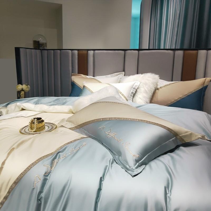 4Pcs 1000TC Long-staple Cotton Stitching Gold Embroidered Patchwork Duvet Cover Bedding Set Bed Sheet Pillowcases Queen King Sets