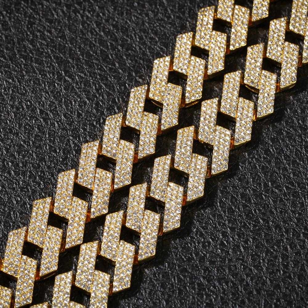 THE BLING KING 20mm Prong Cuban Link Chains Necklace Fashion Hiphop Jewelry 3 Row Rhinestones Iced Out Necklaces For Men T200113