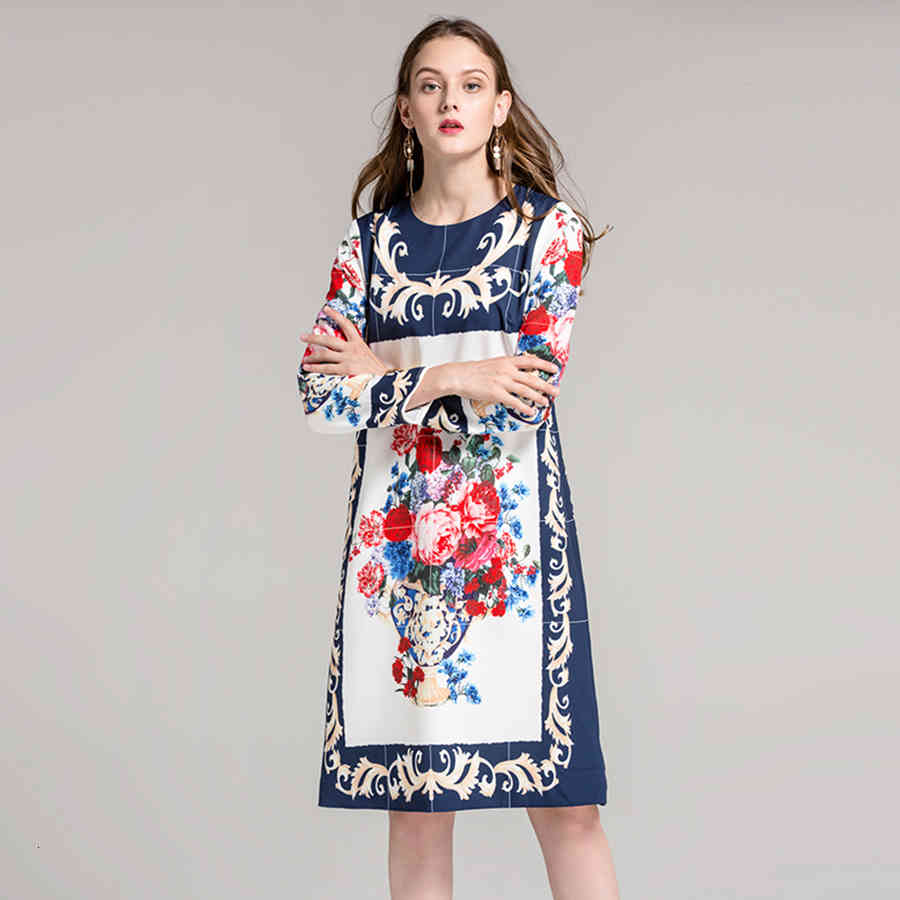 dress SEQINYY Autumn Vintage Blue Porcelain White Flowers Printed ed in Women's Fashion Parade At Height From Knee Size Big Straight
dress SEQINYY Autumn Vintage Blue Porcelain White Flowers Printed ed in Women's Fashion Parade At Height From Knee Size Big Straight