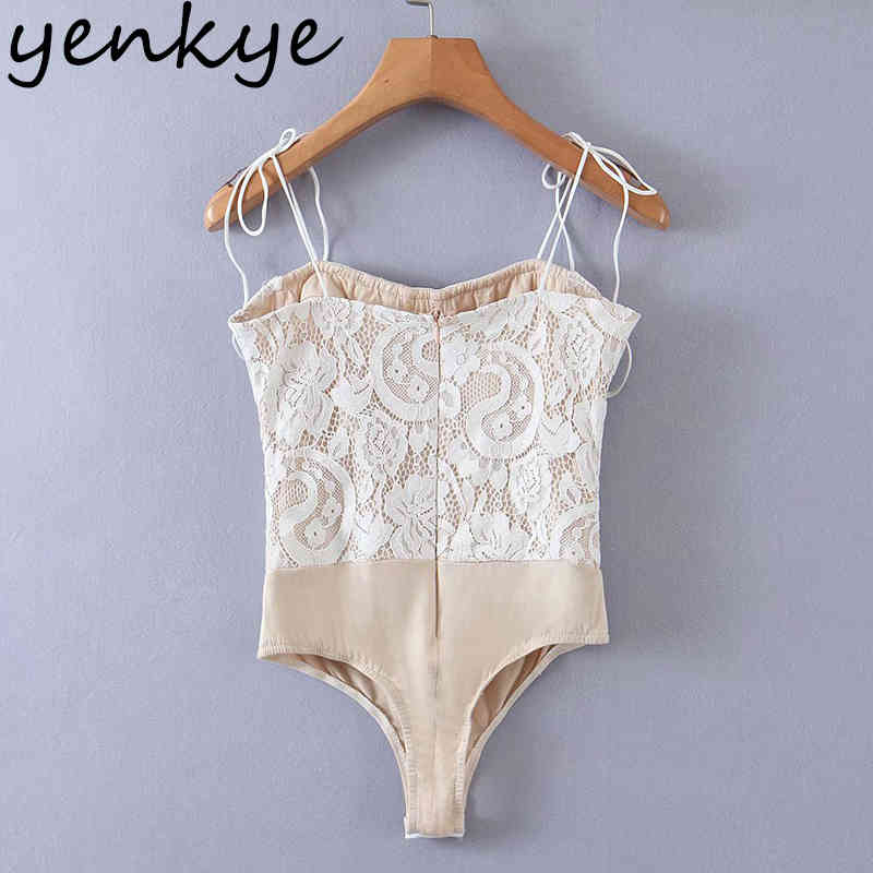 Fashion Lace Patchwork Sexy Bodysuit Women Summer Party Night Club Body Femme Lingerie Top 210430