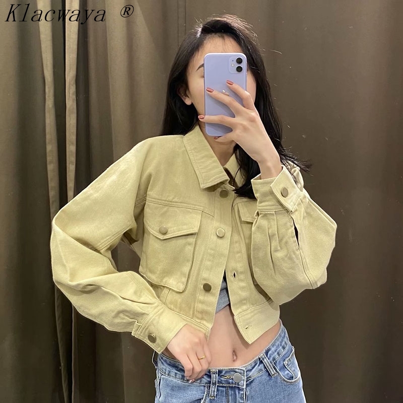 Woman Jacket Casual Three-Dimensional Pocket Lapel Single-Breasted Cardigan Spring And Autumn Short 210521, Yellow
Woman Jacket Casual Three-Dimensional Pocket Lapel Single-Breasted Cardigan Spring And Autumn Short 210521, Yellow