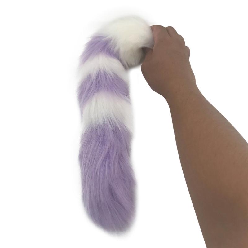 Sex Toys For Couples 2 Size Anal Plug Metal Bead BuPlug Artificial 40cm White And Purple Tail Toy BuStopper H8-223G