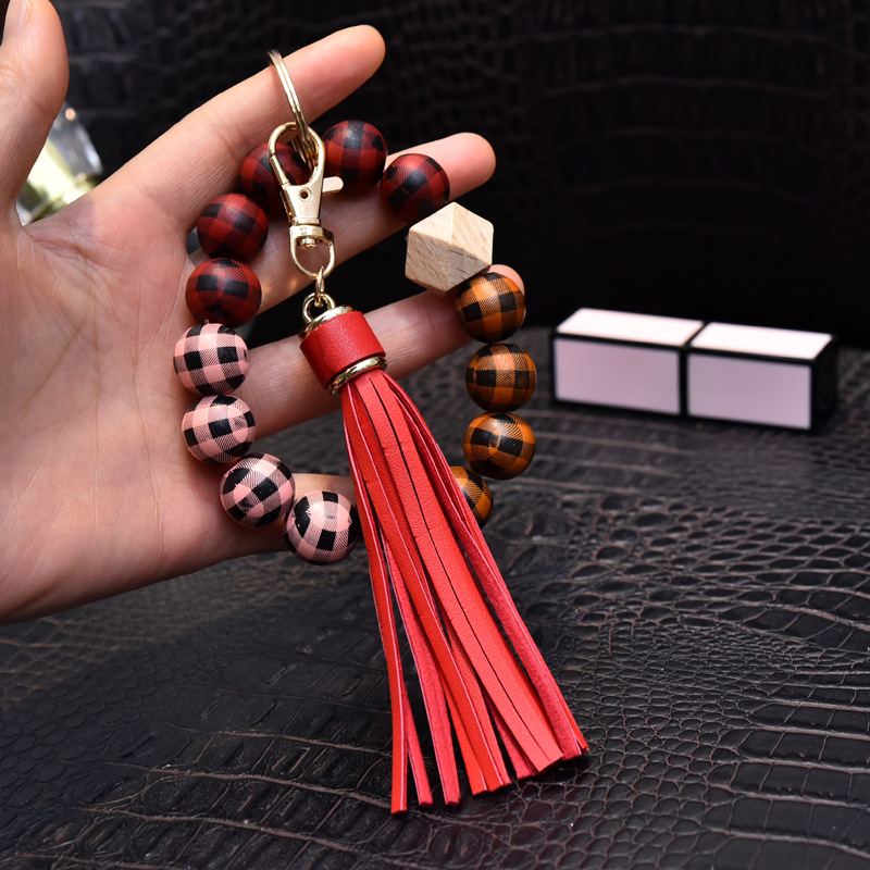 Handmade Beaded Bracelet Tassel Keychain Women's Portable Key Charm Creative Bracelet Ladies Keyring