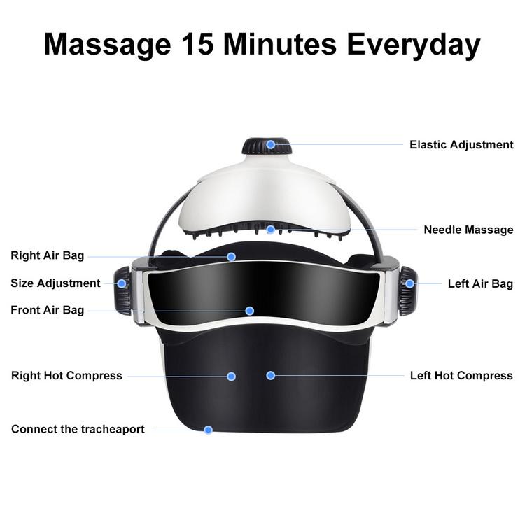 2020 Electric Heating Neck Head Massage Helmet Air Pressure Vibration Therapy Massager Music Muscle Stimulator Health Care