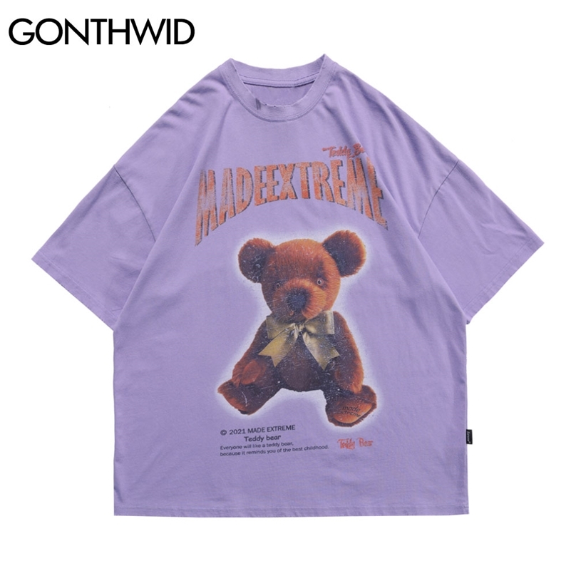 Tees Shirts Hip Hop Streetwear Distressed Toy Bear Print Casual Loose Tshirts Harajuku Cotton Short Sleeve Summer Tops 210602, Pink
Tees Shirts Hip Hop Streetwear Distressed Toy Bear Print Casual Loose Tshirts Harajuku Cotton Short Sleeve Summer Tops 210602, Pink