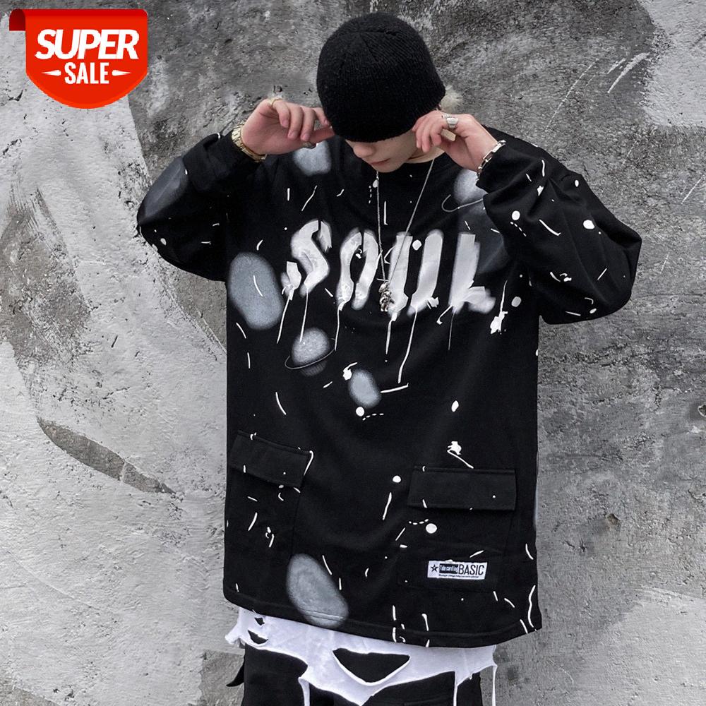Multi-pocket letter graffiti splash ink long-sleeved t-shirt men's dark loose round neck pullover bottoming shirt #kK0m, White;black
Multi-pocket letter graffiti splash ink long-sleeved t-shirt men's dark loose round neck pullover bottoming shirt #kK0m, White;black