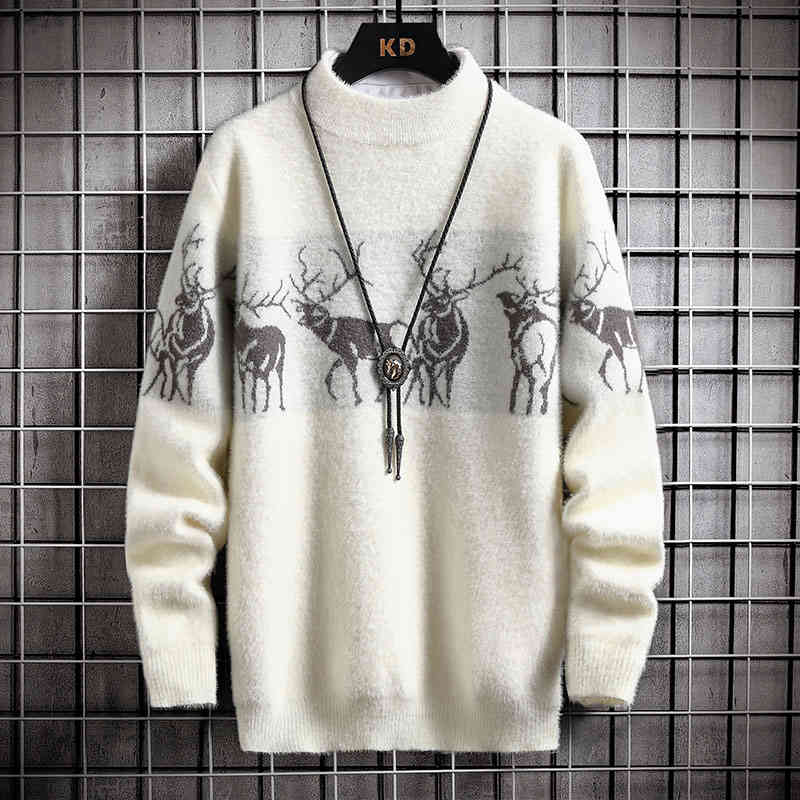 men's sweaters winter mink cashmere turtleneck men sweater with deer hip hop mens christmas thick warm male pullovers w9am, White;black
men's sweaters winter mink cashmere turtleneck men sweater with deer hip hop mens christmas thick warm male pullovers w9am, White;black