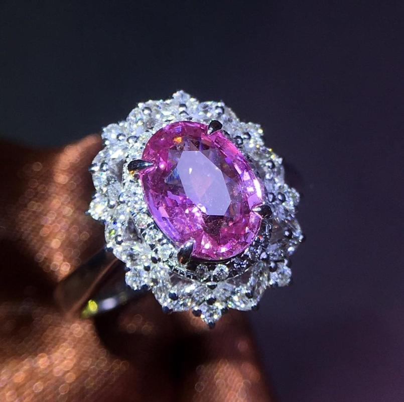 Cluster Rings J605 Sapphire Ring 2.06ct Real Pure 18 K Natural Pink Padparadscha Gemstones Gold Diamonds Stone Female
Cluster Rings J605 Sapphire Ring 2.06ct Real Pure 18 K Natural Pink Padparadscha Gemstones Gold Diamonds Stone Female
