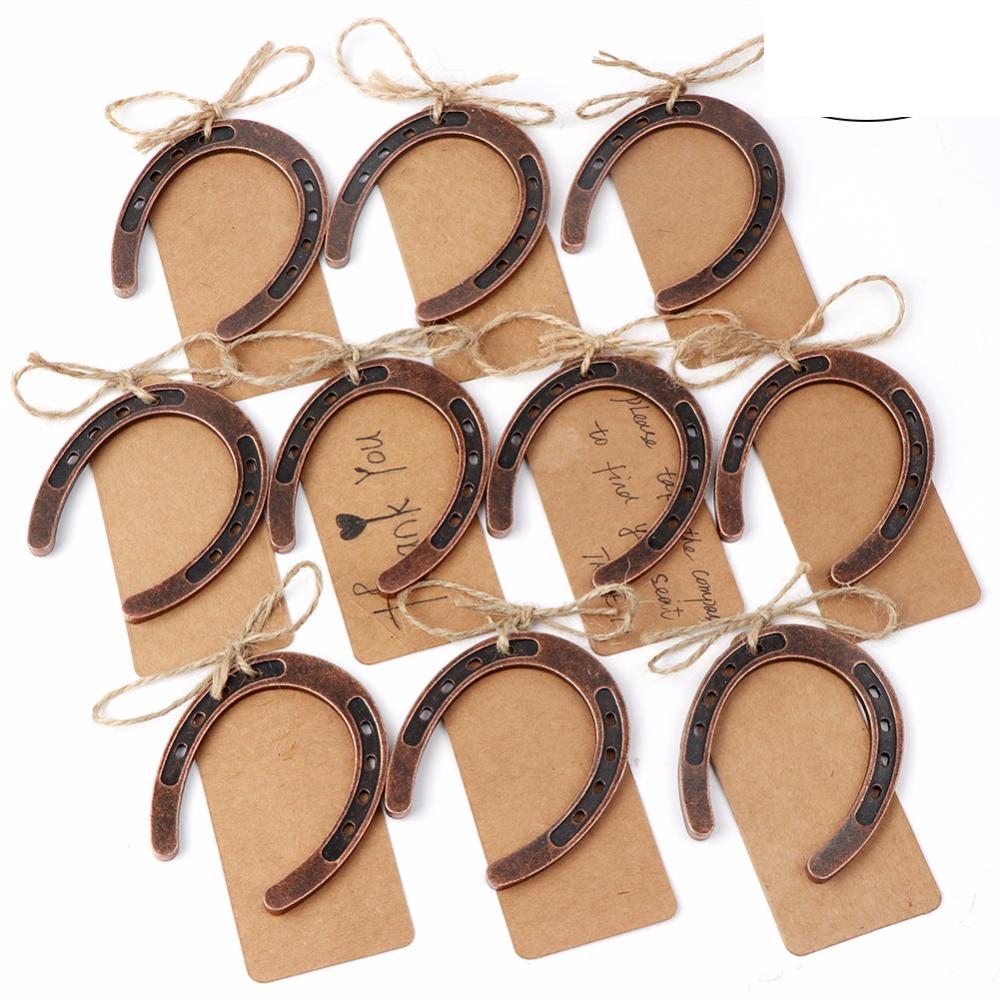 2021 OurWarm 10Pcs Wedding Favors and Gifts for Guest Horseshoe with Tags Party Table Numbers Vintage Wedding Decoration Supplies