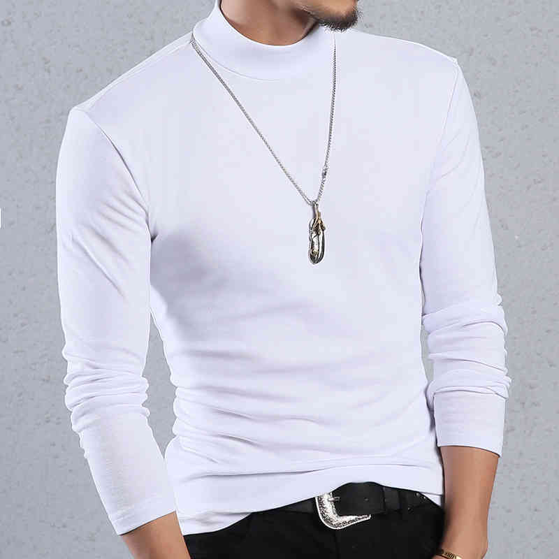 ARCSINX Half Turtleneck Men T-Shirt Casual Long Sleeve T Shirt Men Plus Size 6XL 5XL 4XL 3XL Fashion Fitness Tight Tee Shirt Men 210329