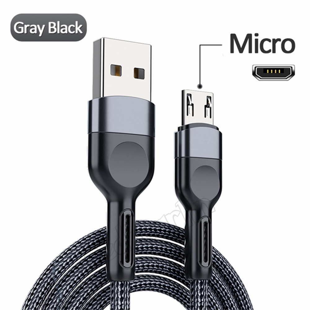 Fast Quick Charger cables Aluminum Alloy 3A 1m 2m Type c micro 5pin Braided Data Cable For Samsung S10 S20 htc lg android phone