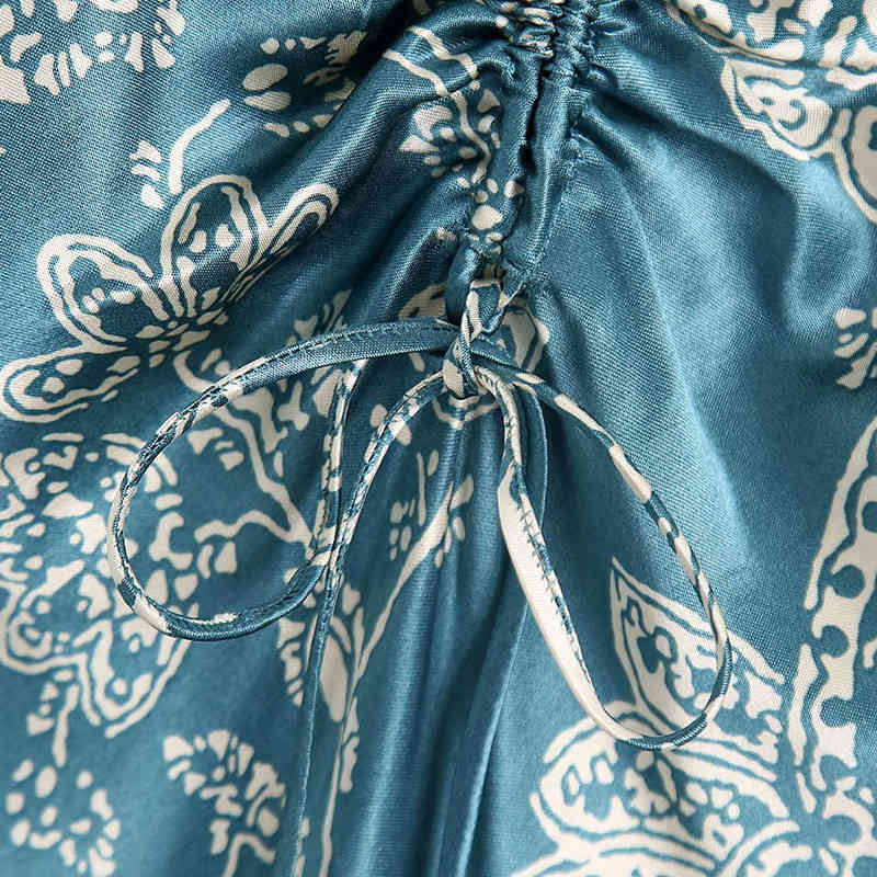 PUWD Casual Women V Neck Straight Dress Summer Fashion Ladies Chinese Style Sexy Female Silk Print Mini 210522