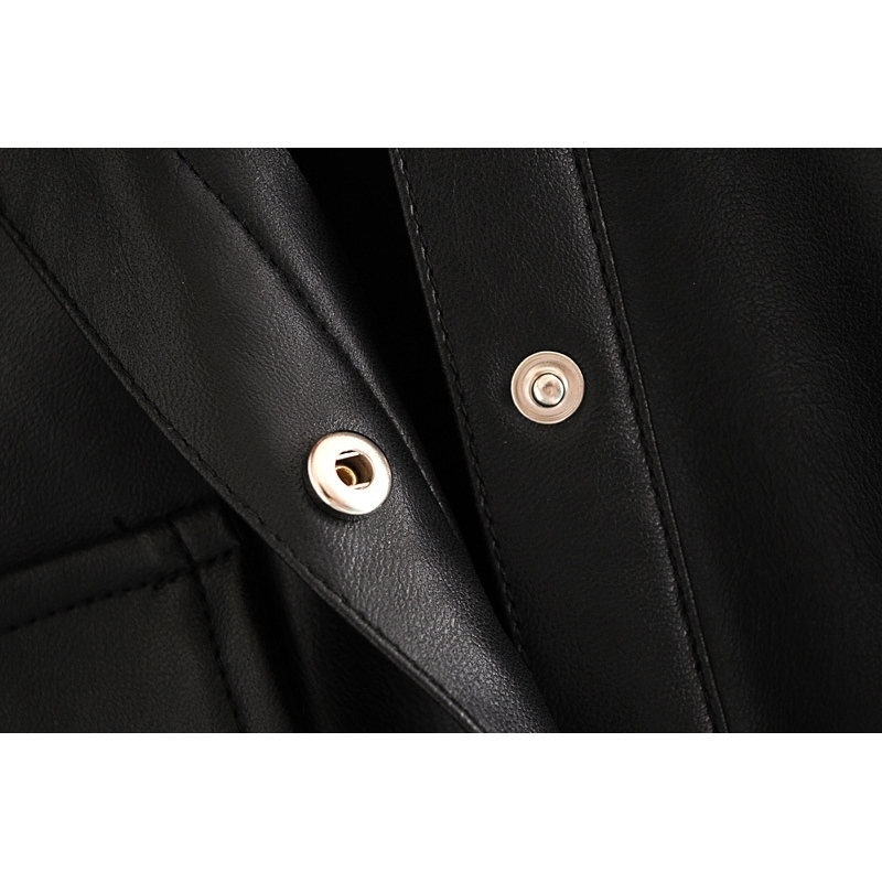 winter belt Faux Leather Jacket women long coat sleeve Motorcycle Coat ladies black leather spring 210521