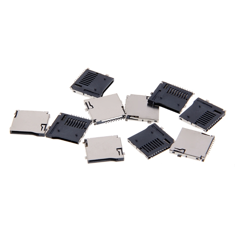 10Pcs Push-Push Type Tf Micro Sd Card Socket Adapter Automatic Pcb Connector