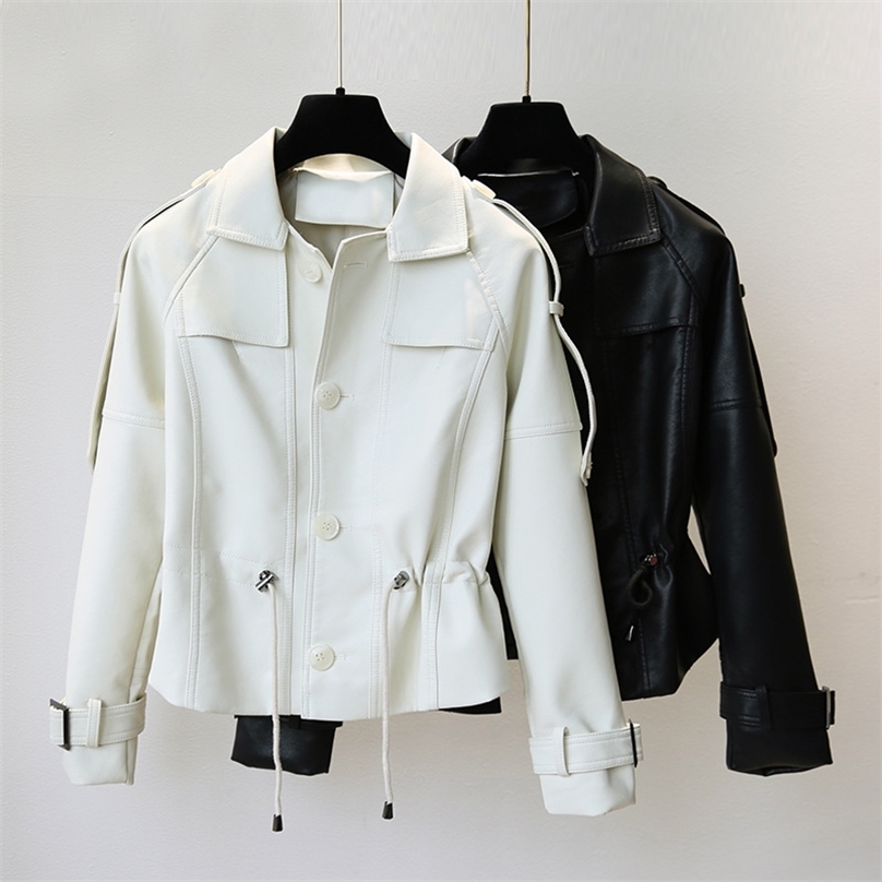 Short Leather Jacket Women Slim Long Sleeve Zipper Turn Down Collar White Faux Blazer Coat Autumn Winter Street Outwear 210525
Short Leather Jacket Women Slim Long Sleeve Zipper Turn Down Collar White Faux Blazer Coat Autumn Winter Street Outwear 210525