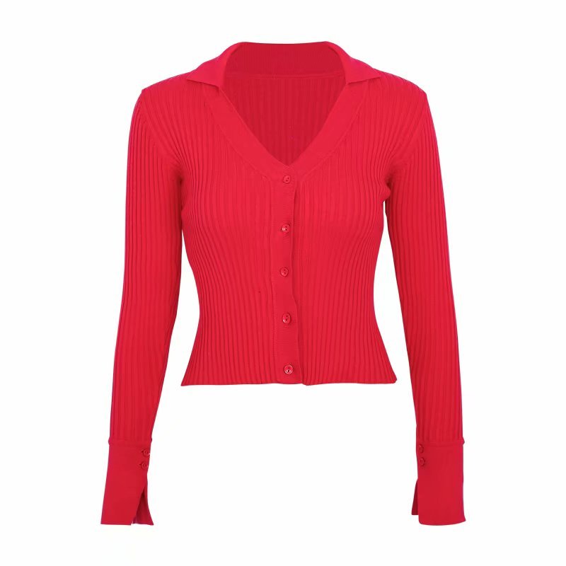 Fall Winter tops knitted sweater women vintage buttons black cardigan cropped korean streetwear 210521