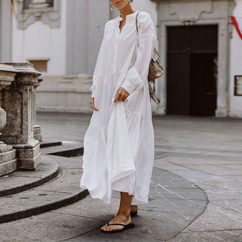 White Maxi Long Dress Bohemian Sundress Women Sleeve Casual Robe 2021 VONDA Holiday Beach Plus Size Vestidos Dresses, Black
White Maxi Long Dress Bohemian Sundress Women Sleeve Casual Robe 2021 VONDA Holiday Beach Plus Size Vestidos Dresses, Black