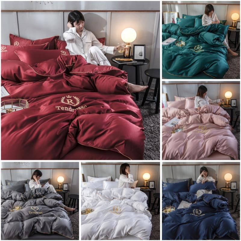 3/4 Pcs Luxury European Style Duvet Cover Set Silk Cotton Bedding Quilt Pillowcase Queen King Size Sets
