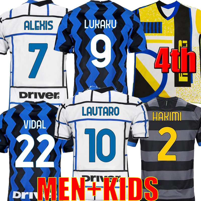 2021 LUKAKU soccer jerseys INTER MILAN VIDAL BARELLA LAUTARO ERIKSEN ALEXIS HAKIMI 20 21 football shirt uniforms men + kids kit 4th fourth, 2021 home with patch 1