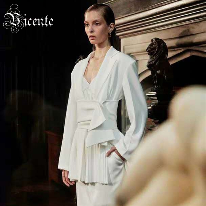 Chic White Blazer Sashes Design Long Sleeves Turn-down Collar Celebrity Party Women 210520
Chic White Blazer Sashes Design Long Sleeves Turn-down Collar Celebrity Party Women 210520
