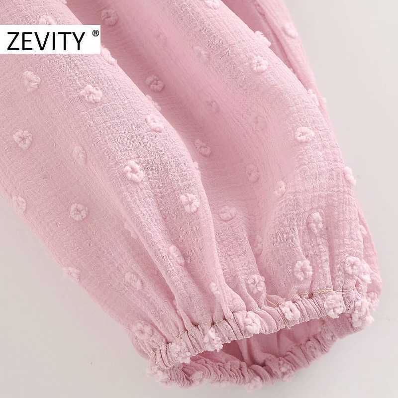 ZEVITY women fashion v neck press pleated ruffles casual smock Shirts Blouse women long sleeve chiffon femininas tops LS7234 210603