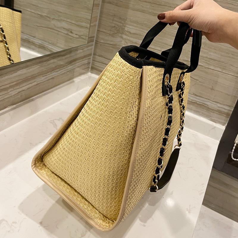 Shopping Bag temperament Shoulder Capacity Beach Crocheted Traval Large 38x28cm Deauville Crossbody Medium Women Bags Braided Straw Aqbp, Beige 
Shopping Bag temperament Shoulder Capacity Beach Crocheted Traval Large 38x28cm Deauville Crossbody Medium Women Bags Braided Straw Aqbp, Beige