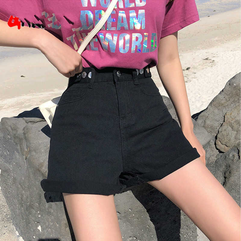 Vintage High Waist Blue Wide Leg Female Jean Shorts Women's Denim Shorts Classic Casual Summer Ladies Shorts Jeans for Women 210611