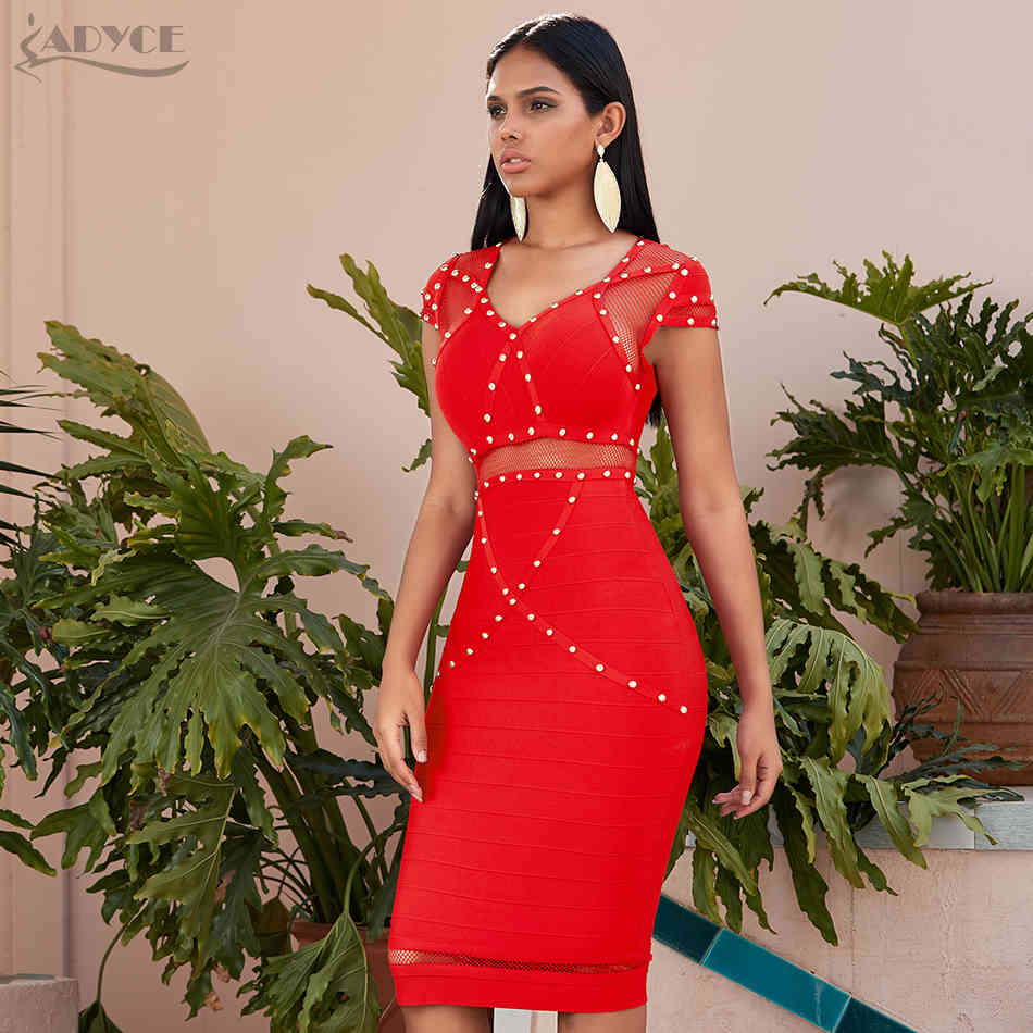 Summer Red Lace Bandage Dress Women Sexy Hollow Out Bodycon Club Celebrity Evening Runway Party Dresses Vestidos 210423