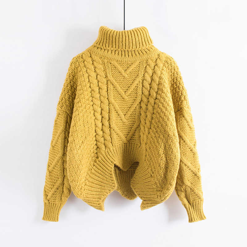 H.SA Women Turtleneck Sweater And Pullovers Spring Winter Harajuku Tops Thick Warm Crop Sweaters Jumpers Twisted Pull Femme 210716