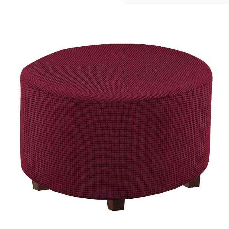 Washable Stretch Footrest Ottoman Cover Spandex Round Stool Slipcover Footstool Protector Chair for Living Bedroom 211207