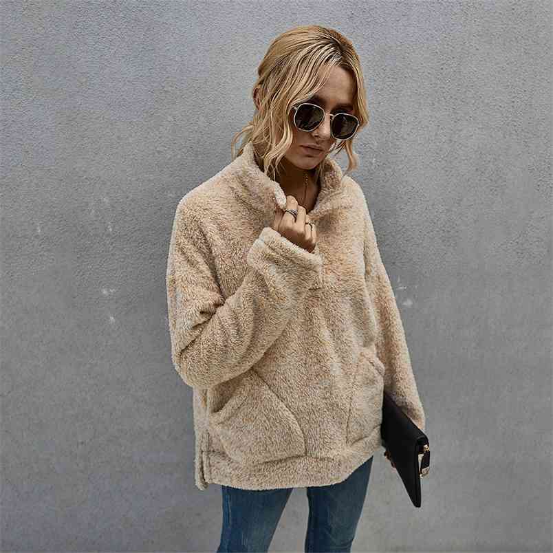 Women' Winter Lapel Plush Hooded Thickened Female Fashion Long Sleeve Pockets Sweatshirts Loose Casual Pullover Hoodies 210517, Brown
Women' Winter Lapel Plush Hooded Thickened Female Fashion Long Sleeve Pockets Sweatshirts Loose Casual Pullover Hoodies 210517, Brown