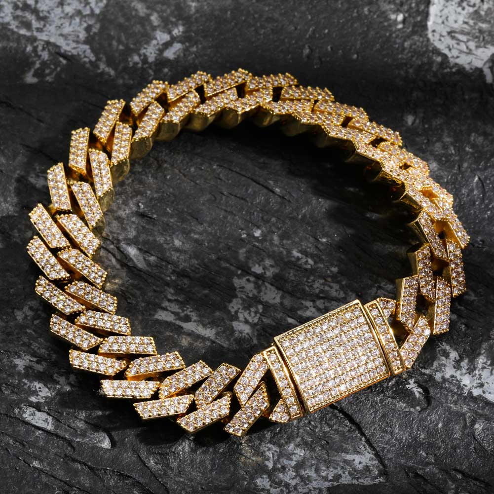14mm 8inch Miami Lock Clasp Cuban Link Chain Bracelet Hip Hop Jewelry Charm Fashion Rock Punk Bling Iced Out Cubic Zircon Bling Party Punk Gifts for W