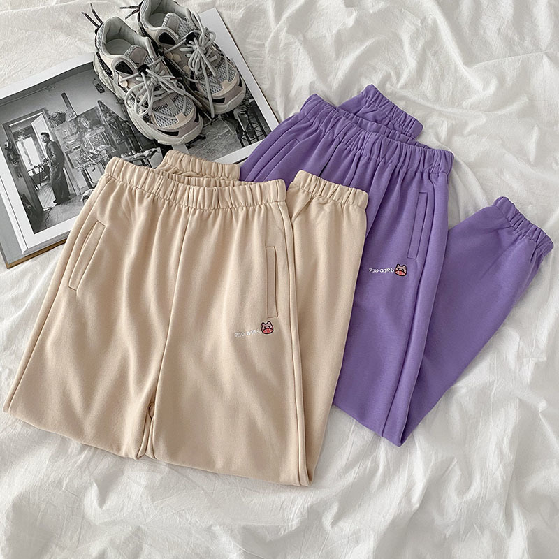 Embroidery Sweatpants Women Track Pants Joggers Casual Loose Running Female Tracksuits Streetwear Fashion Trousers 210422