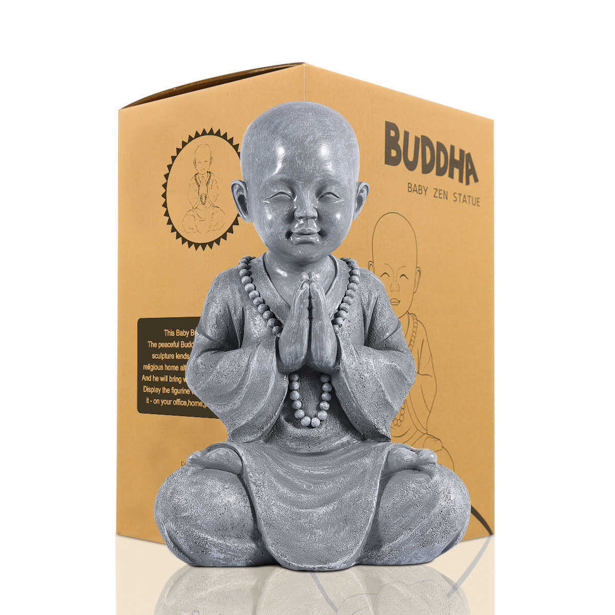Goodeco Meditating Baby Buddha Statue Garden Outdoor Buda Figurine Decor Zen Monk Sculpture Jardin Lawn Sitting Ornament 210827