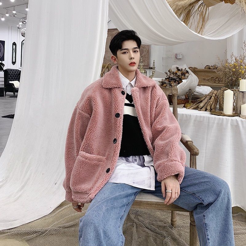 IEFB high qualtiy comfortable fur coat thickened Lapel men's single breasted double pockets oversized fur clothes couple 210524