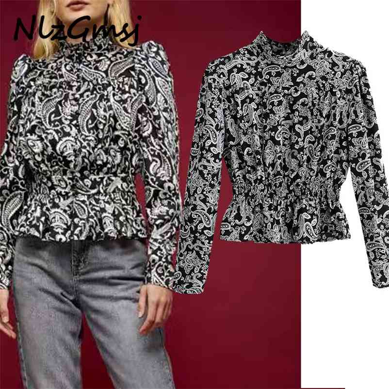 Blouse Women Vintage Print Black s O-neck Long Sleeve Elastic Waist Tops Fashion Shirts 210628, As picture
Blouse Women Vintage Print Black s O-neck Long Sleeve Elastic Waist Tops Fashion Shirts 210628, As picture