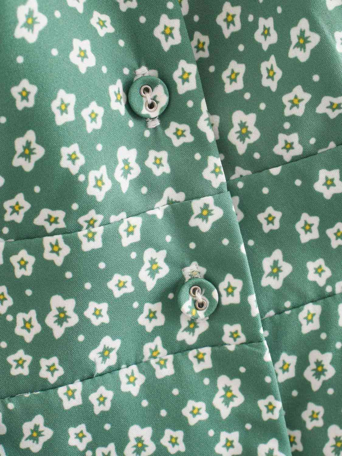 Women's Summer Dresses with Short Bow Ties and V-neck Female Small Fresh Fashion Chiffon Floral Slim Dress with Elastic Waist 210507