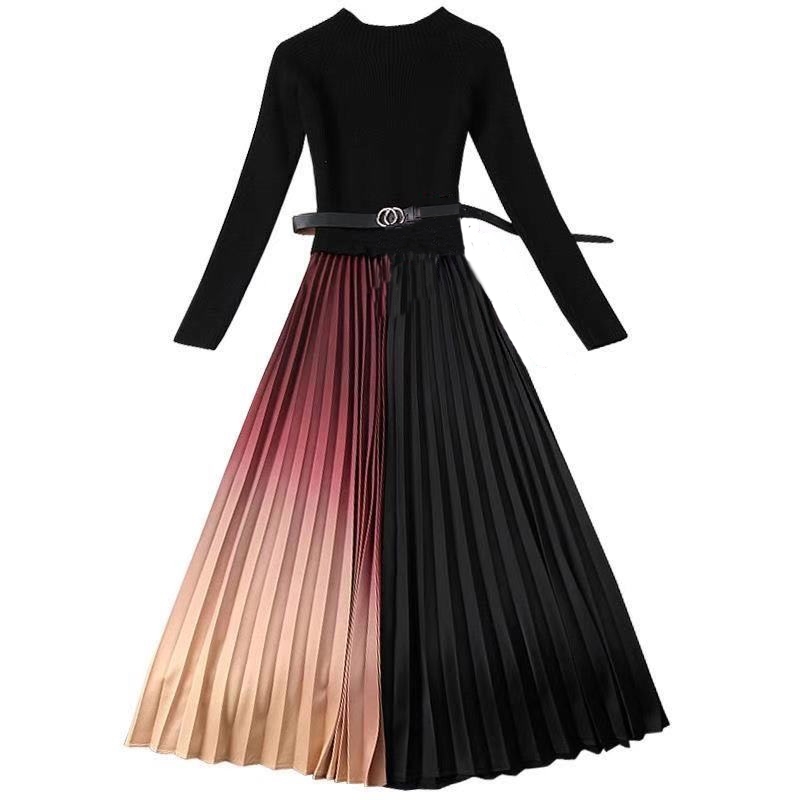Banulin Women Sweater Dress Autumn Winter Female High Collar Long Lleeve Sashes Knitting Patchwork Pleated with Scarf 210603, Black
Banulin Women Sweater Dress Autumn Winter Female High Collar Long Lleeve Sashes Knitting Patchwork Pleated with Scarf 210603, Black
