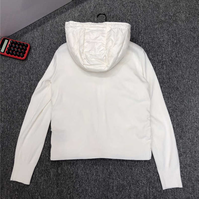 Women Fashion Hooded Down Jackets Knitted Sweater and 90% White Duck Down Patchwork Spring Coats Women Casual Outerwear 211007wtt
