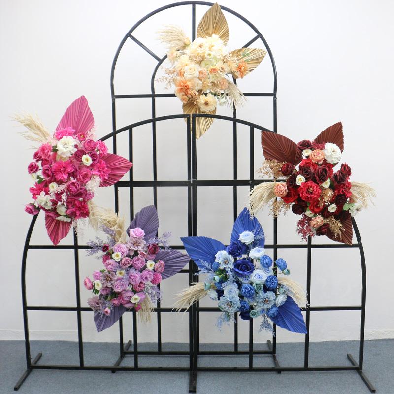 Decorative Flowers & Wreaths Color Golden Natural Dried Pu Fan Leaf Artificial Flower Row Arrangement Outdoor Wedding Arch Backdrop Wall Dec
