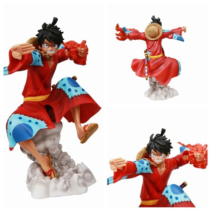 

Cute Anime One Piece Wano Country Monkey D Luffy Kimono Ver. GK PVC Action Figure Statue Collectible Model Kids Toys Doll 21cm Q0522, Without retail box