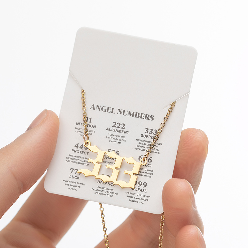Stainless Steel Angle Number Necklace Titanium Steel 111 222 333 444 555 666 777 888 999 Pendent Necklaces for Men Women Chocker Chain Anti-allergy Fa