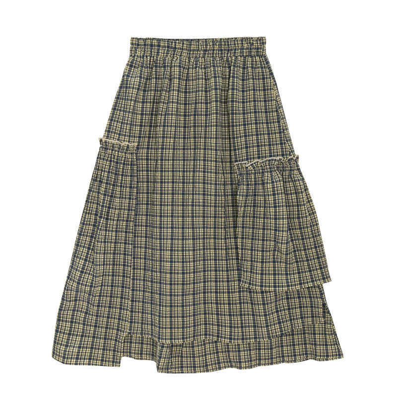 Preppy Style Irregular Plaid Skirts for Women Japanese Kawaii High Waist All-match Silm Jupe Fashion Patchwork Thin Bottoms 210525