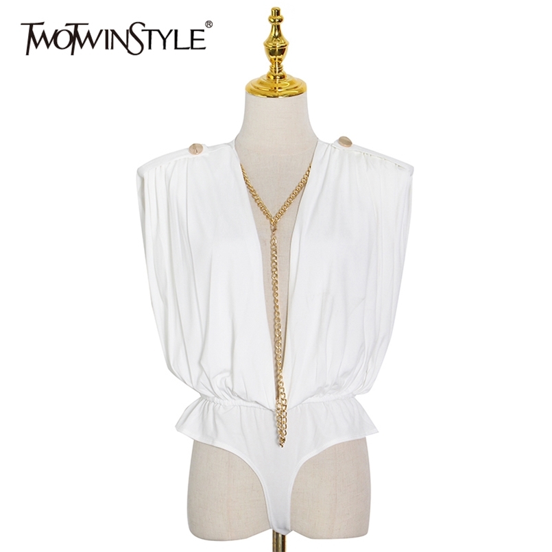 Sexy Patchwork Chain Jumpsuit For Women V Neck Sleeveless White Bodysuit Female Fashion Clothing Stylish 210521
Sexy Patchwork Chain Jumpsuit For Women V Neck Sleeveless White Bodysuit Female Fashion Clothing Stylish 210521